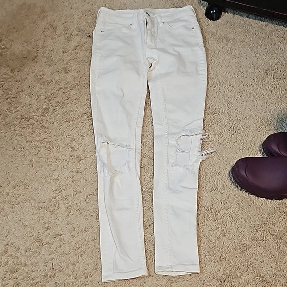 Free‎ People White Distressed Skinny Jeans - Picture 1 of 3